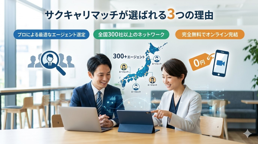 サクキャリマッチが選ばれる3つの理由