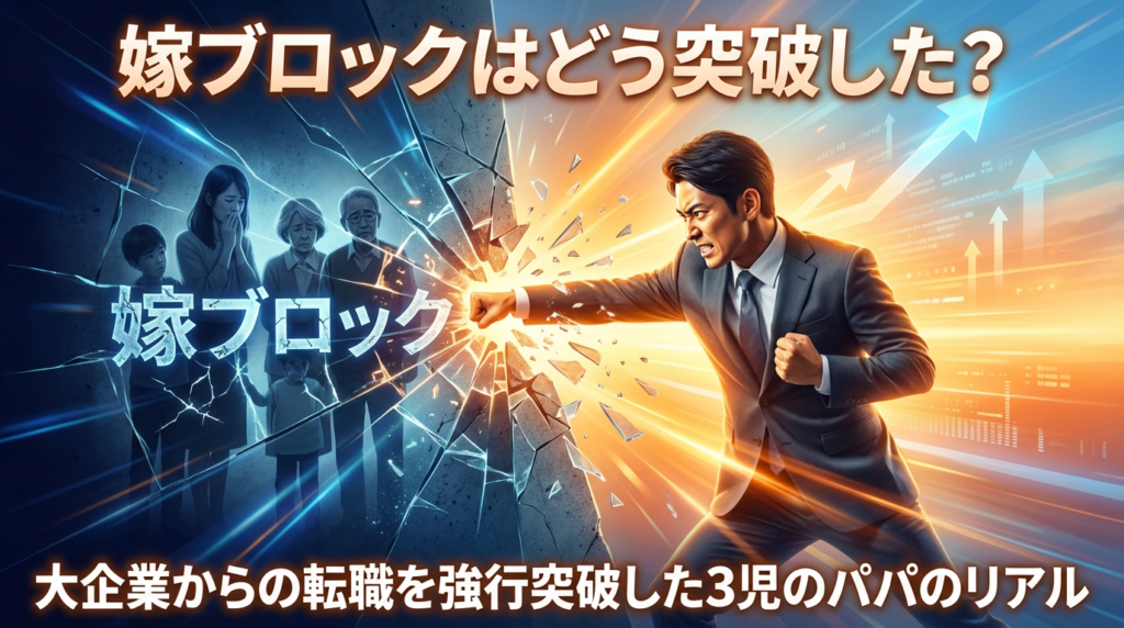 嫁ブロックはどう突破した？大企業からの転職を強行突破した3児のパパのリアル