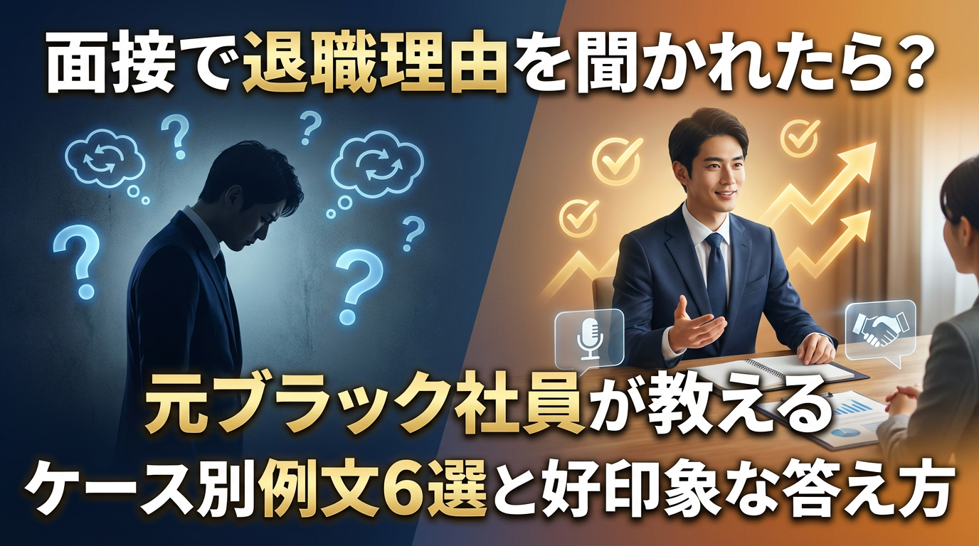 面接で退職理由を聞かれたら？元ブラック社員が教えるケース別例文6選と好印象な答え方