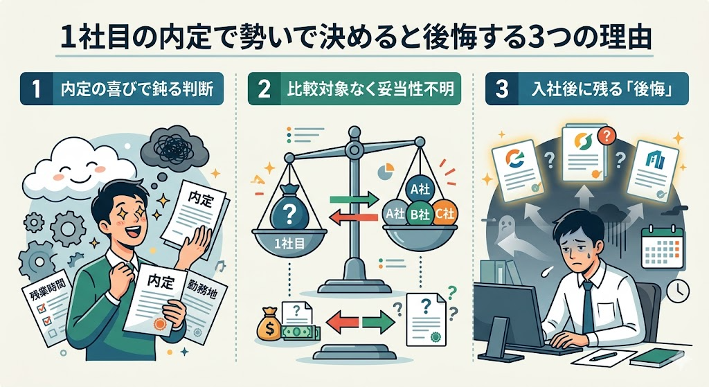 1社目の内定で勢いで決めると後悔する3つの理由
