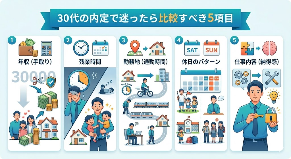 30代の内定で迷ったら比較すべき5項目