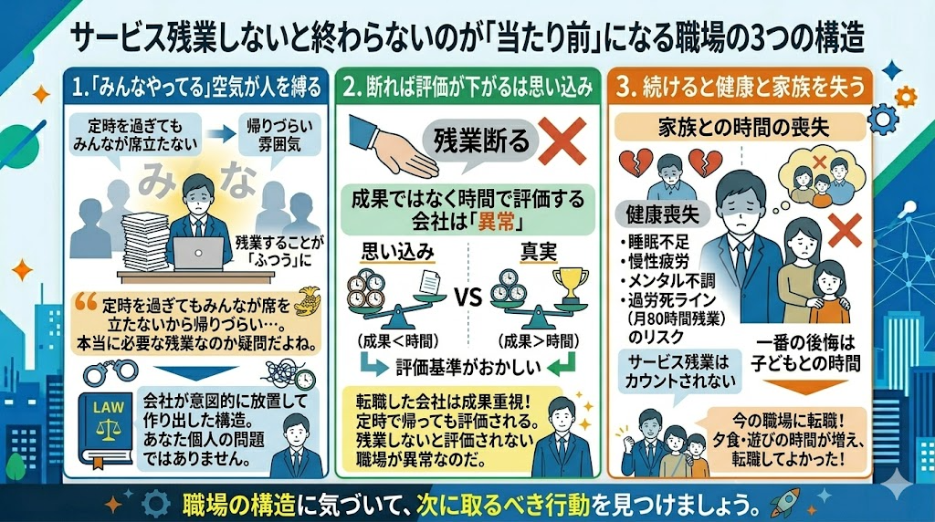 サービス残業しないと終わらないのが「当たり前」になる職場の3つの構造