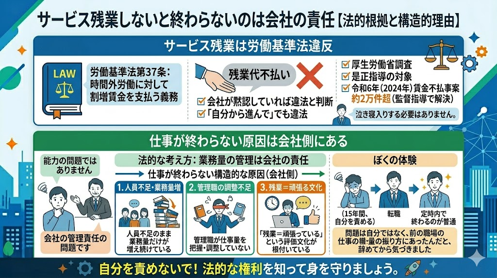 サービス残業しないと終わらないのは会社の責任