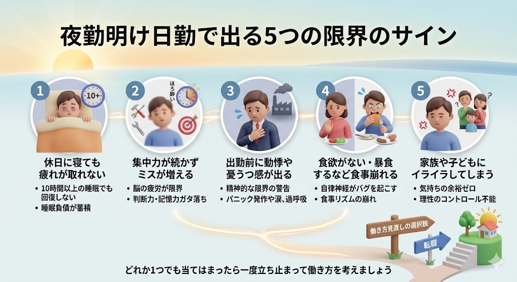 夜勤明け日勤で出る5つの限界のサイン