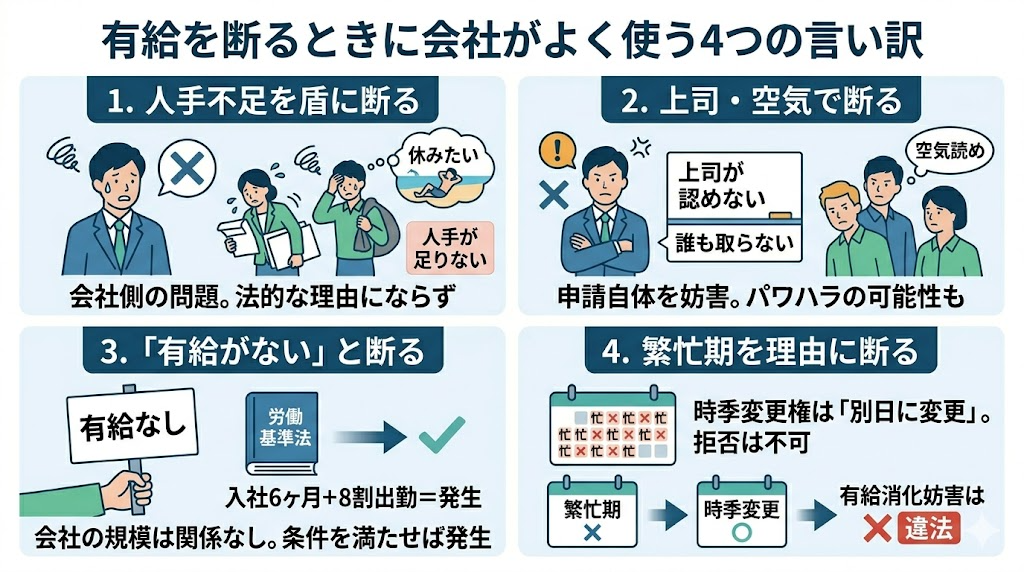 有給を断るときに会社がよく使う4つの言い訳