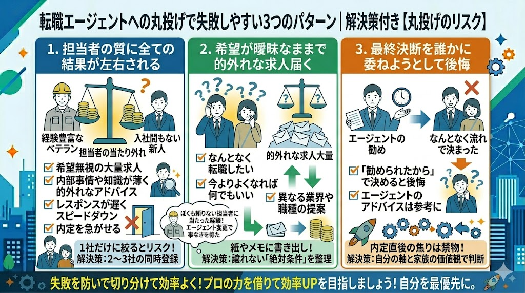 転職エージェントへの丸投げで失敗しやすい3つのパターン