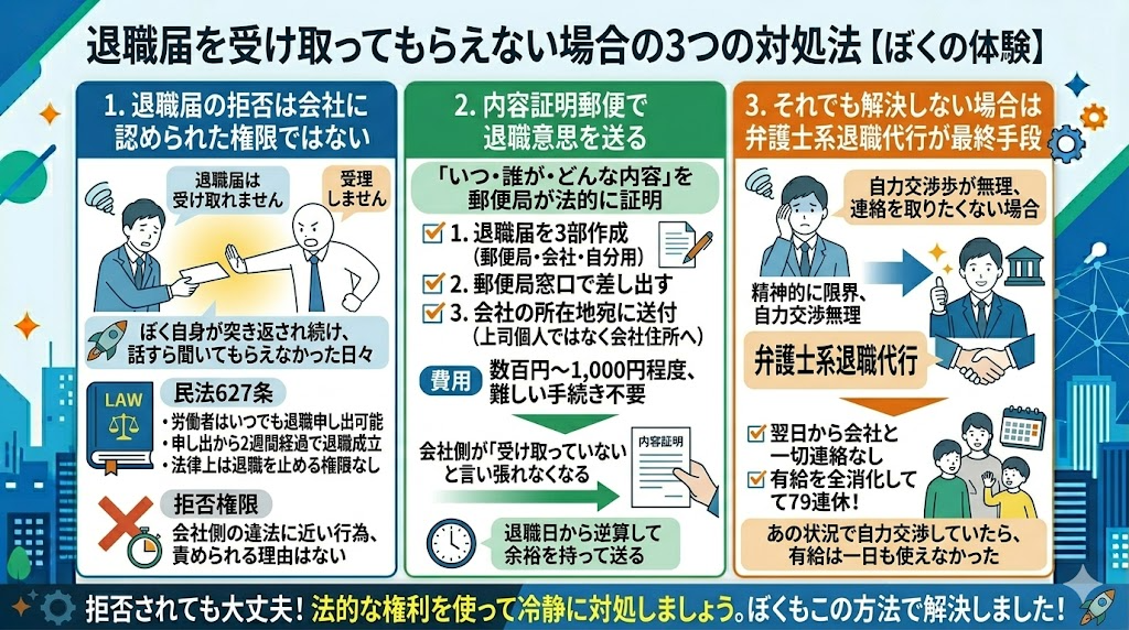 退職届を受け取ってもらえない場合の対処法