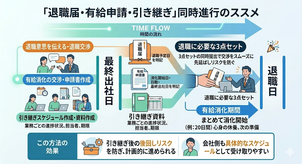 退職届・有給申請・引き継ぎは同時に進行する