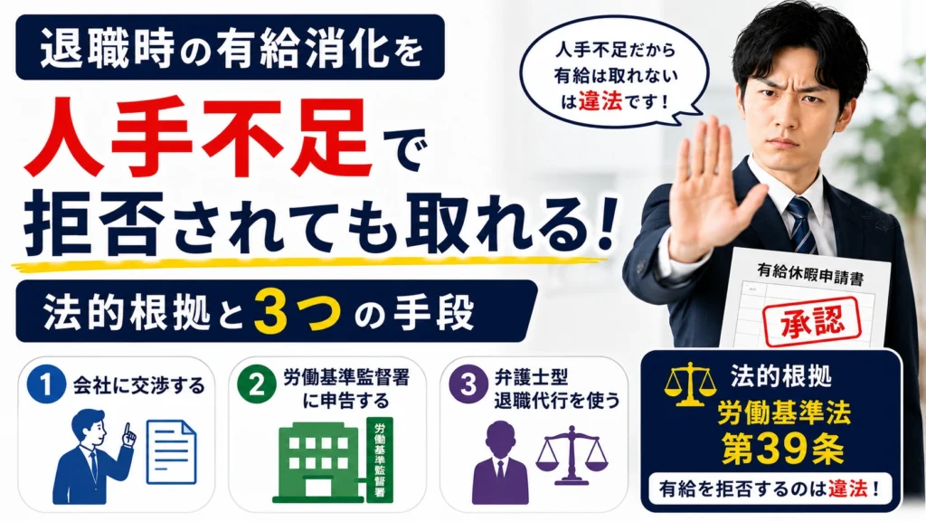 退職時の有給消化を人手不足で拒否されても取れる｜法的根拠と3つの手段