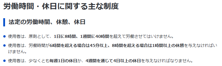 厚生労働省 労働時間・休日