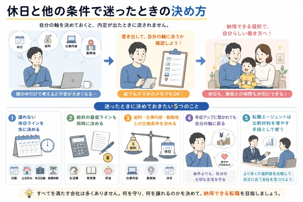 休日と他の条件で迷ったときの決め方