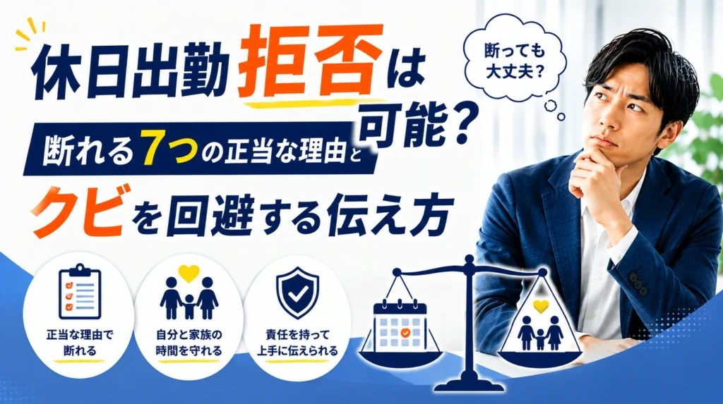 休日出勤拒否は可能？断れる7つの正当な理由とクビを回避する伝え方