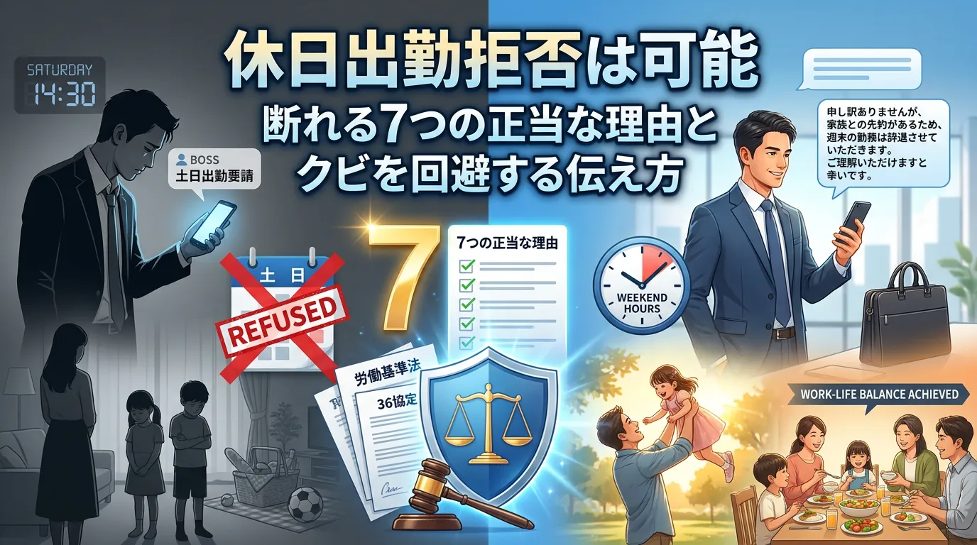 休日出勤拒否は可能｜断れる7つの正当な理由とクビを回避する伝え方