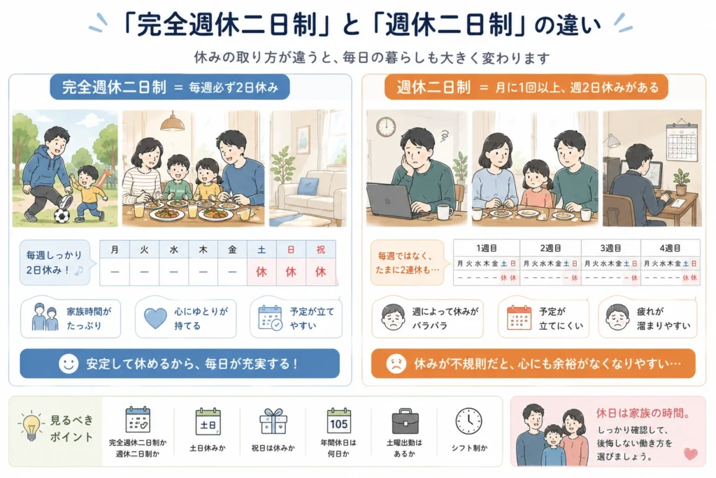 完全週休二日制と週休二日制の違い