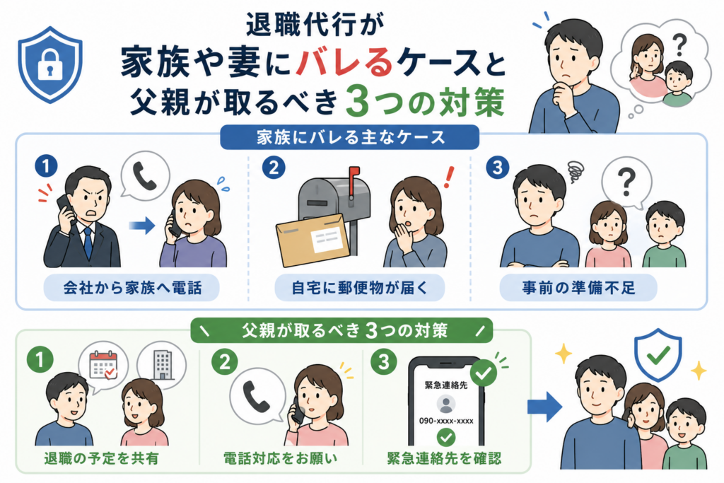 退職代行が家族や妻にバレるケースと父親が取るべき3つの対策
