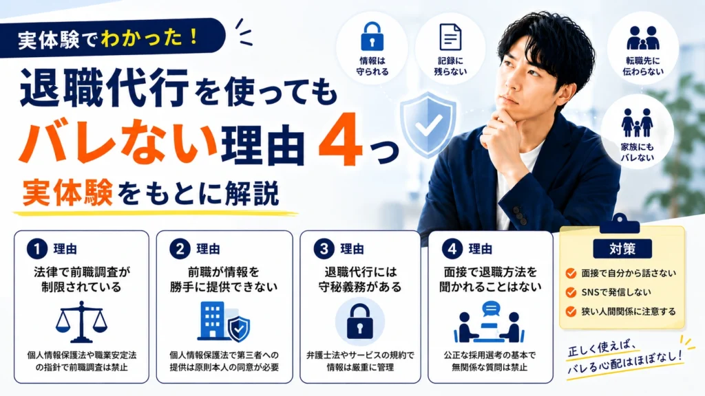 退職代行を使ってもバレない理由4つと対策を実体験をもとに解説