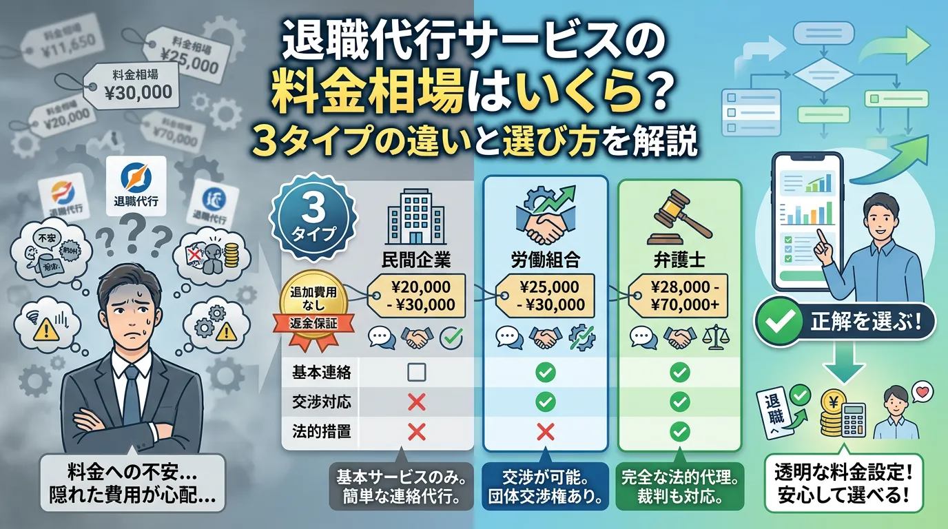 退職代行サービスの料金相場はいくら？3タイプの違いと選び方を解説