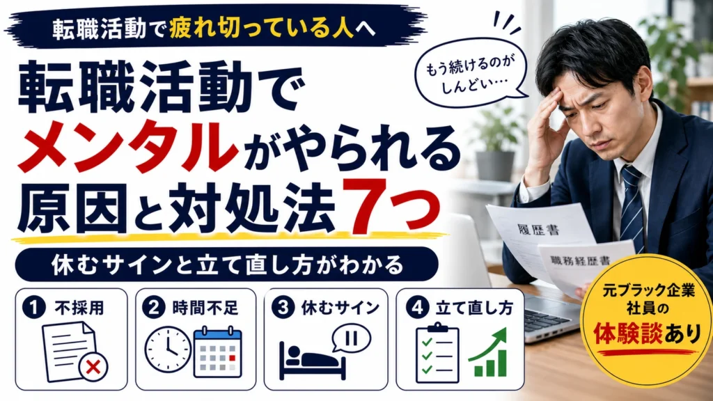 転職活動でメンタルがやられる原因と対処法7つを解説