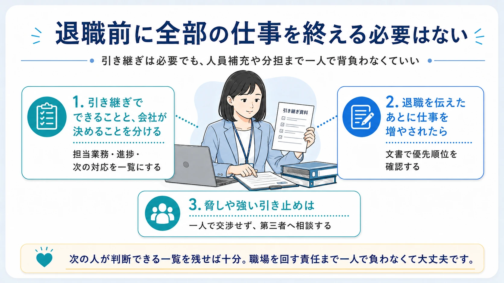 退職前に全部の仕事を終える必要はない